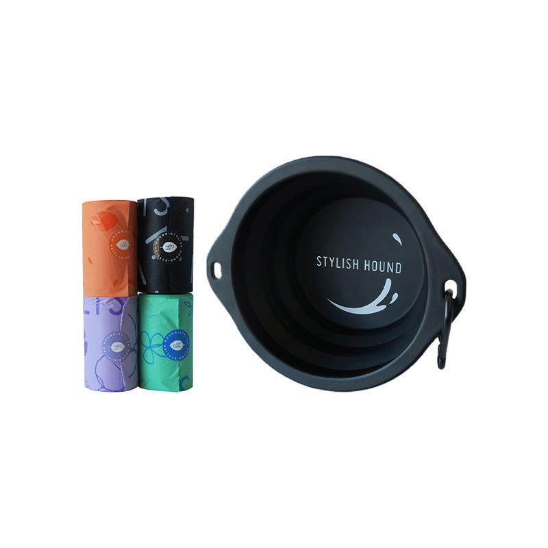 Collapsible Bowl + 4x Poop Bag