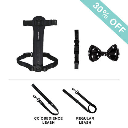 Chest Plate Harness + Leash + Collar + Bow Tie