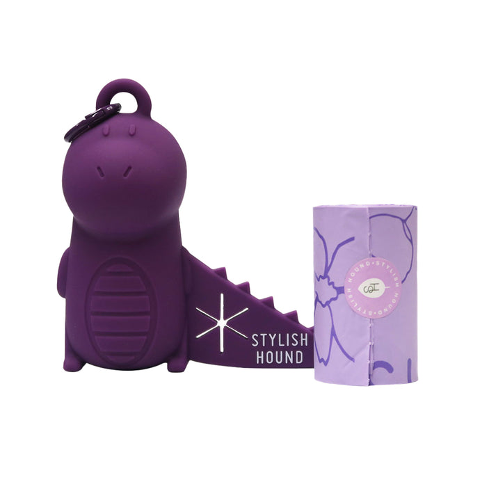 Purple Dino Poop Bag Holder