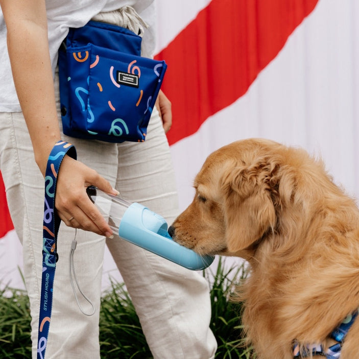 Blue Travel Water Bottle with Slidable Bowl